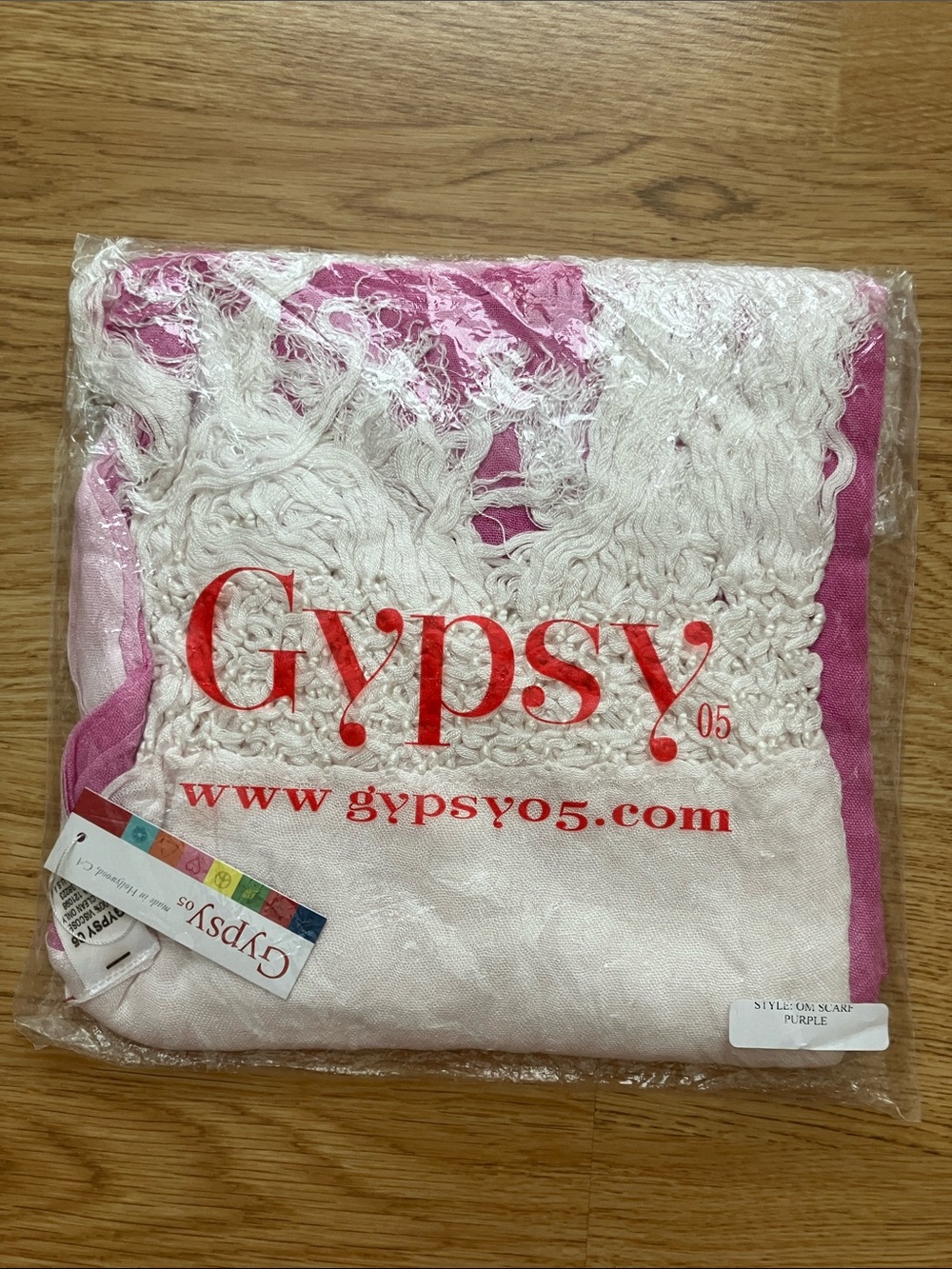 Gypsy 05 Pink & White Fringe Boho Accent Scarf
